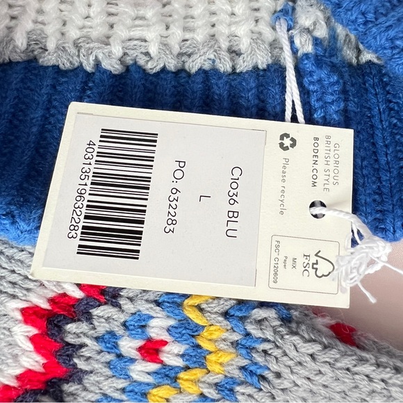 Mini Boden Fair Isle hat and mittens set size L NWT with flaws - Picture 6 of 7